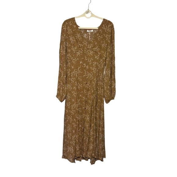 In Loom Floral-Print Button-Front Maxi Dress Boho Cottagecore Peasant Women’s L - Picture 14 of 15